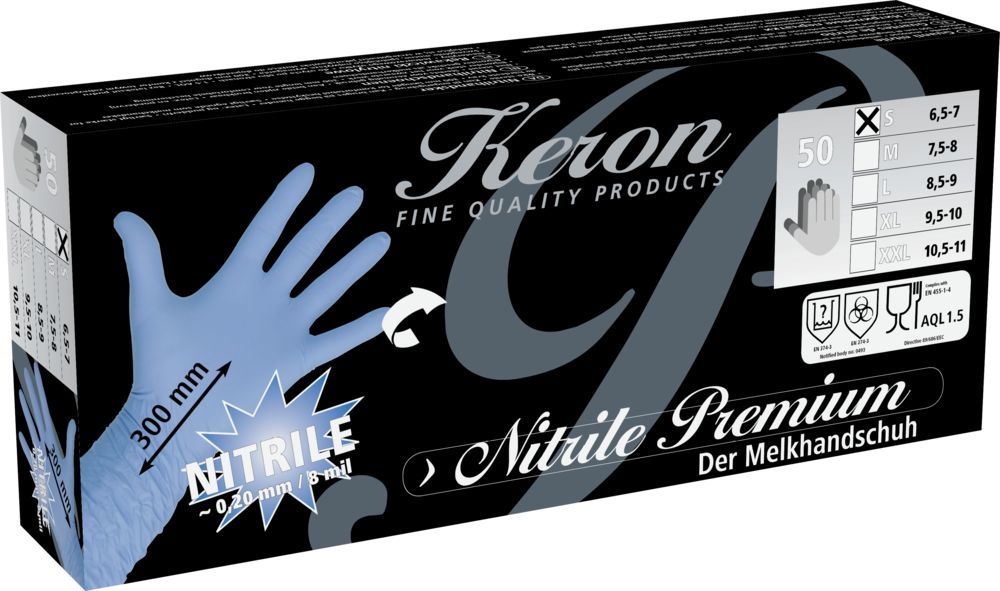 Перчатки нитриловые Keron Premium, длина 30 см, размер M, (уп.50шт)